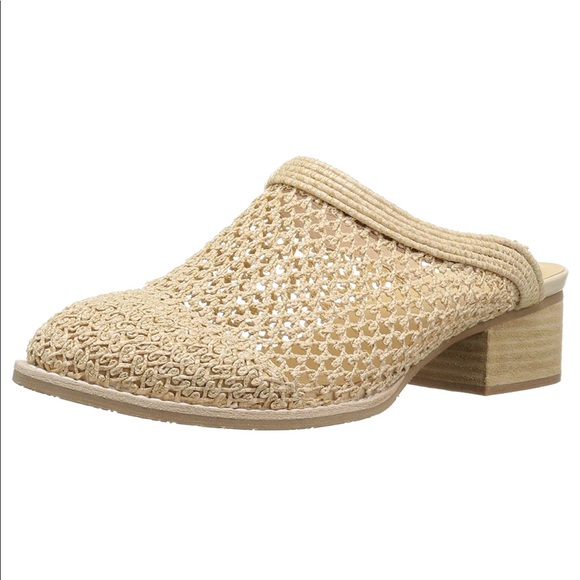 Cream Perforated Woven Kitten Heel Closed Toe Mule - Picture 6 of 8